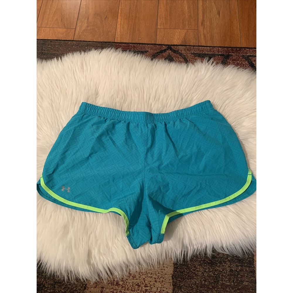 under armour heat gear loose athletic womens short medium semi transparent green